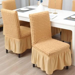 6Pcs Crem Brown Chair cover