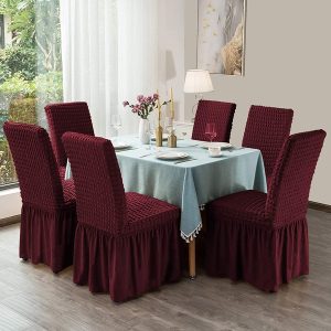 6 Pcs Merun Color Chair Cover